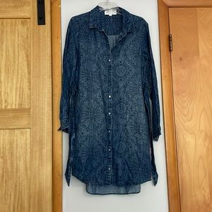 Cloth and stone hi-lo denim dress with tie waist, size M